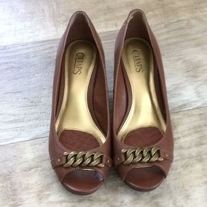 Chaps Pamona leather wedge heels